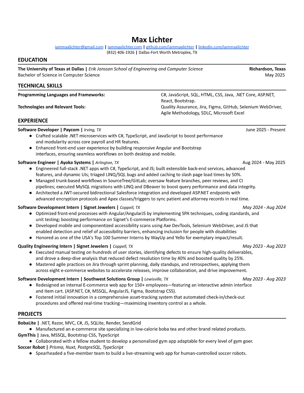 Max Lichter Resume